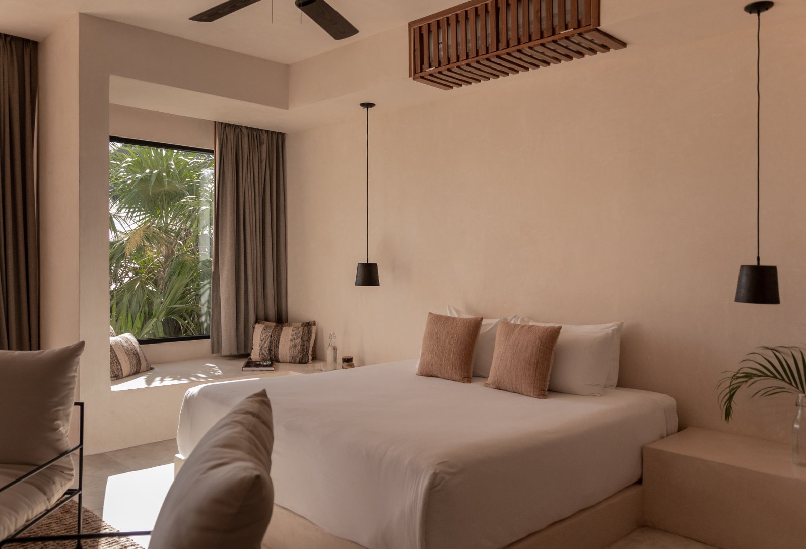 Beautiful spacious bedroom of the villa Chechén Suite in Tulum, Mexico