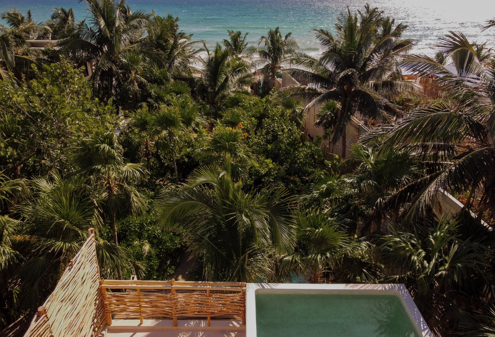 Incredible aerial ocean view from the terrace of the villa Chechén Suite in Tulum, Mexico